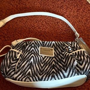 Nicole Black and White Zigzag Shoulder Bag